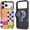 Colorful Checkerboard Stripe, variant on Case for iPhone 15, Shockproof, Slim Phone Case, Scratch Resistant Hybrid Double Layer Hard Shell, Cheerful Pastel Checkered Print3 Pattern Design