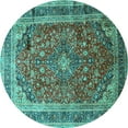 thumbnail image 1 of Ahgly Company Indoor Round Medallion Turquoise Blue Traditional Area Rugs, 6' Round, 1 of 4