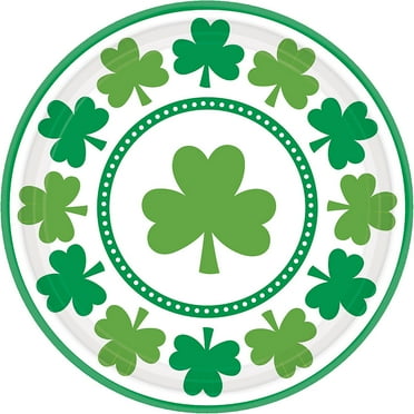 HollyDel St. Patrick's Day Drinkware & Serveware, Tableware; Lucky Shamrock Lunch Plates 8ct