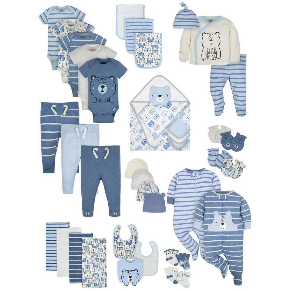 Gerber Gerber Baby Boy Organic Newborn Clothes Shower Gift Set, 39