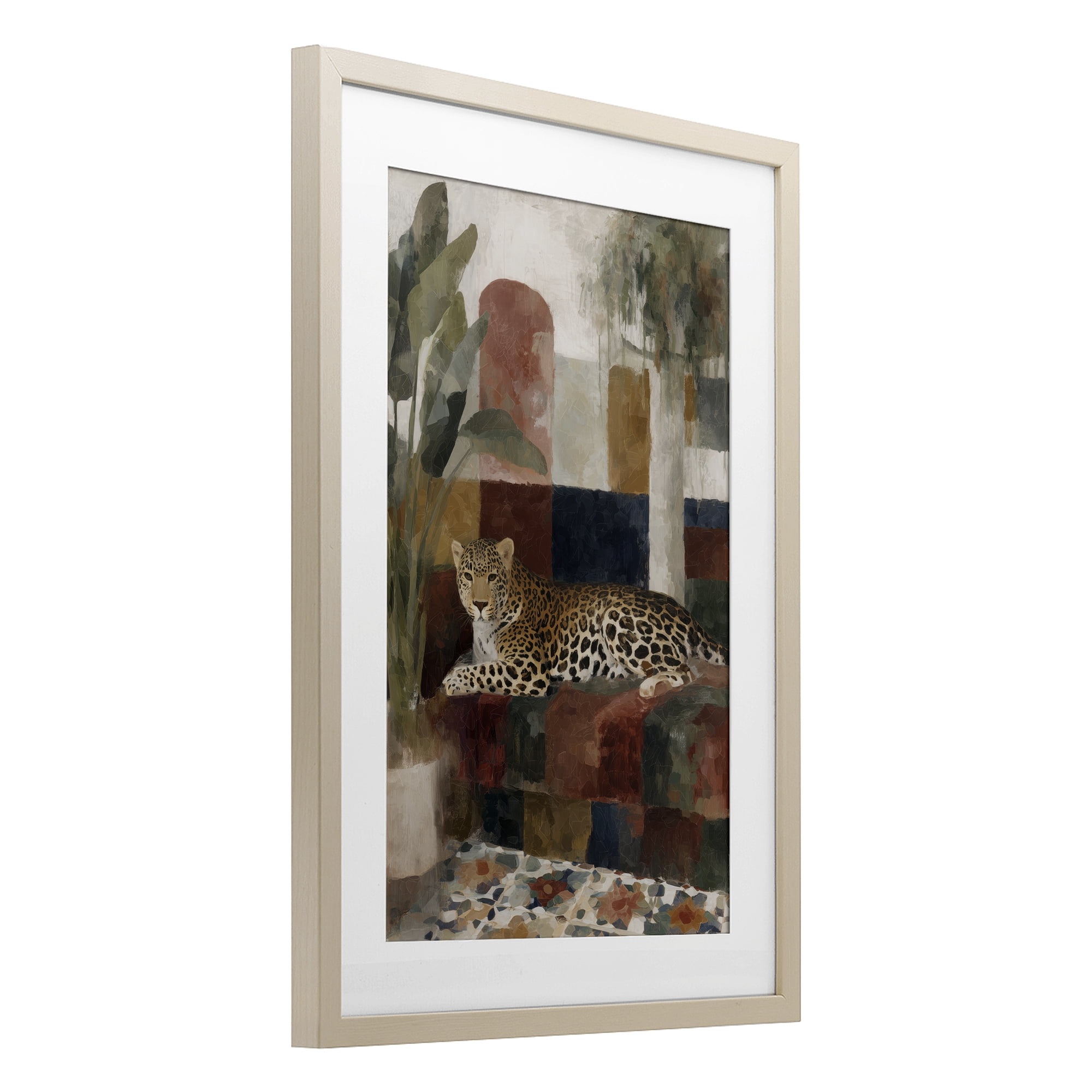 Stupell Industries Jaguar Among Tropical Palms Birch Framed Print Under Glass, design by Chromatic Storm Studio