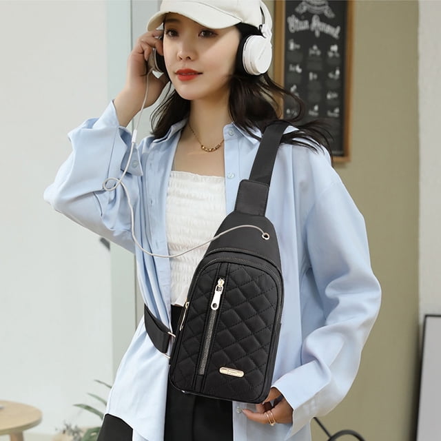 YIMWNYI Fashionable Embroidery Diamond Shoulder Bag, Watertight Backpack, Large Capacity, Multi-Functional Travel Bag, Casual Messenger Pack, Versatile Outdoor Shoulder Bag