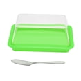 thumbnail image 1 of Caja cuadrada de plástico para guardar mantequilla, cortador de mantequilla, recipiente para queso con tapa transparente, color verde, 1 of 14