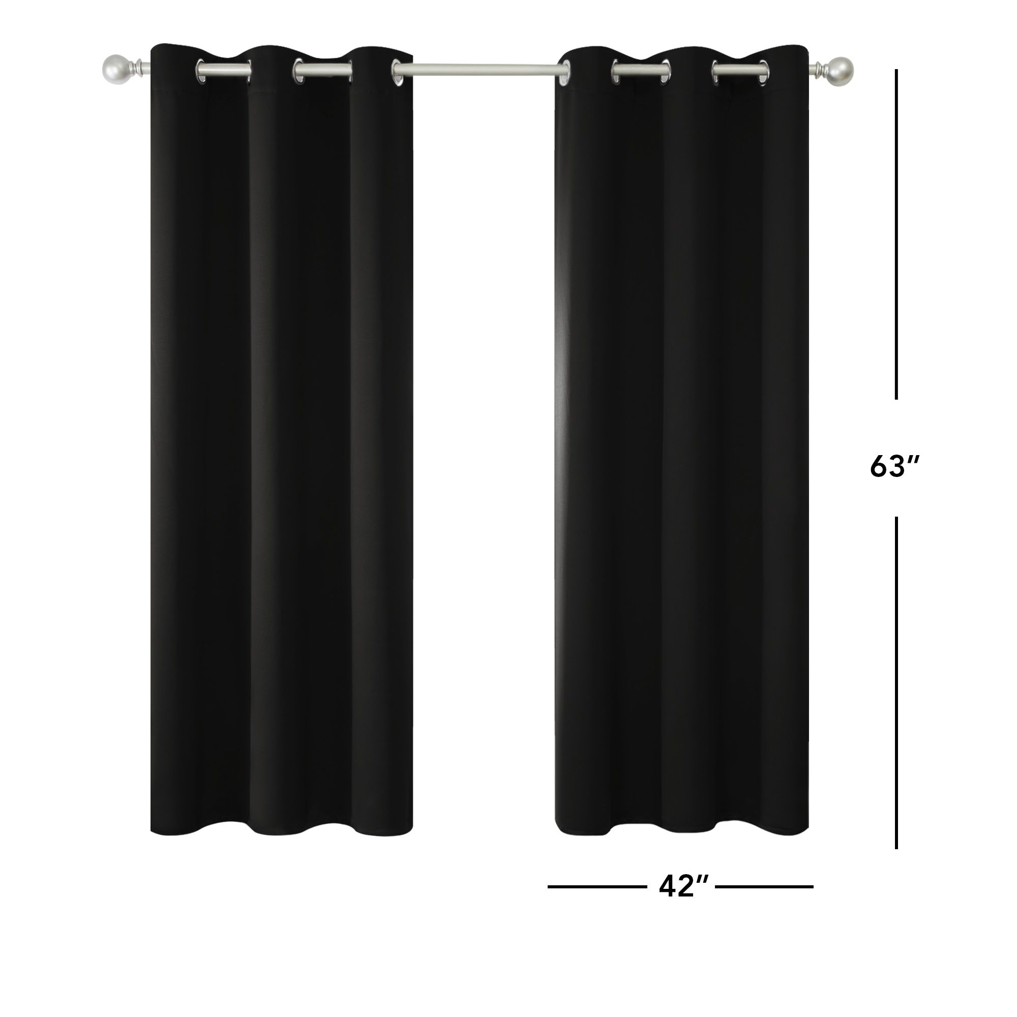 Deconovo Blackout Curtains, Black, 42x45 Inches, 2 Panels photo 3