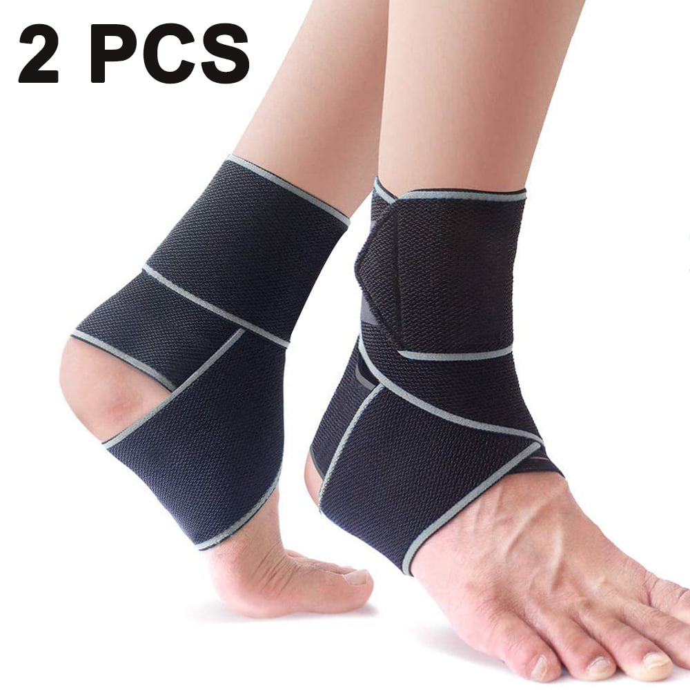 One Size Compression Wrap Support for Running Soccer basketball Men & Women Sports Ankle Brace Breathable Ankle Support with Adjustable strap 