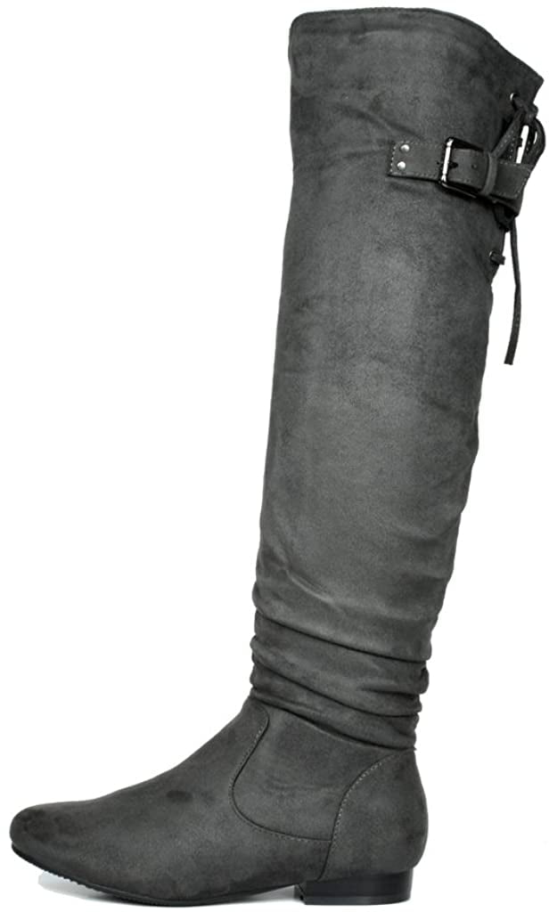 grey over the knee flat boots