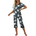 thumbnail image 3 of MINTREUS Women's Pajama Sets Short Sleeve Shirt and Capri Soft Pajama Sets with Pockets S-4XL, 3 of 6