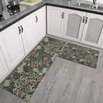 thumbnail image 2 of Green Pioneer Flower Pattern Kitchen Rugs Sets Of 2,Anti Fatigue Kitchen Mat Rugs Non Slip Washable,Decorative Kitchen Floor Mats for Kitchen,Sink,Laundry,17"x30"+17"x47", 2 of 7