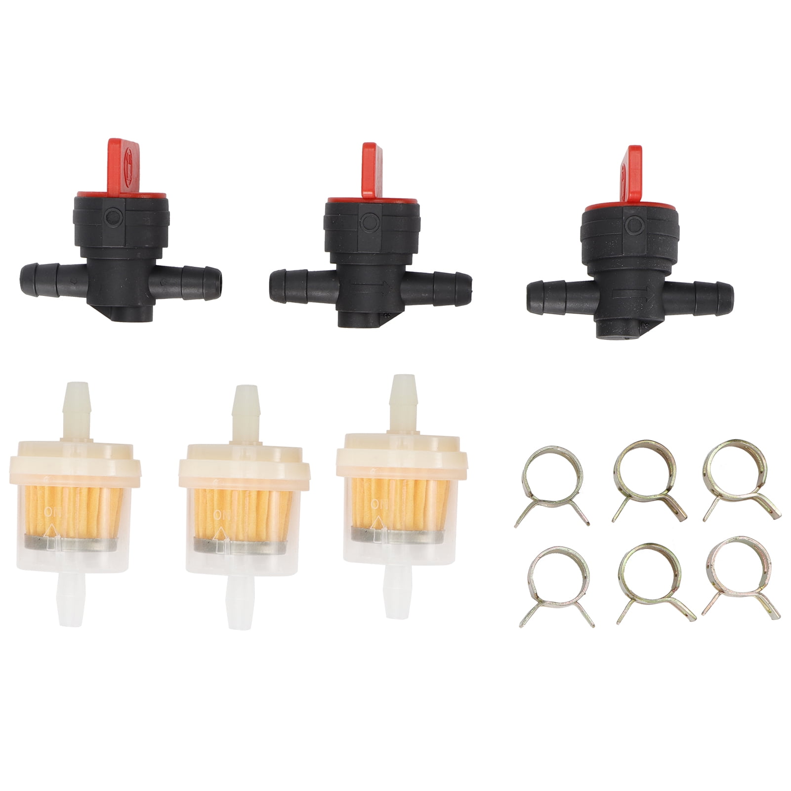 Fuel G1/4 Gas Tank Shut Cut Off Valve Filter Clamp Kit For Garden Brush