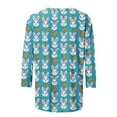 thumbnail image 4 of Cavosen Happy Easter Women's 3/4 Sleeve Tops and Blouses Summer Bunny Print Pullover Shirts Crewneck Festival Blouse Vacation Holiday T Shirts Loose Dressy Fashion Tees Blue L, 4 of 5