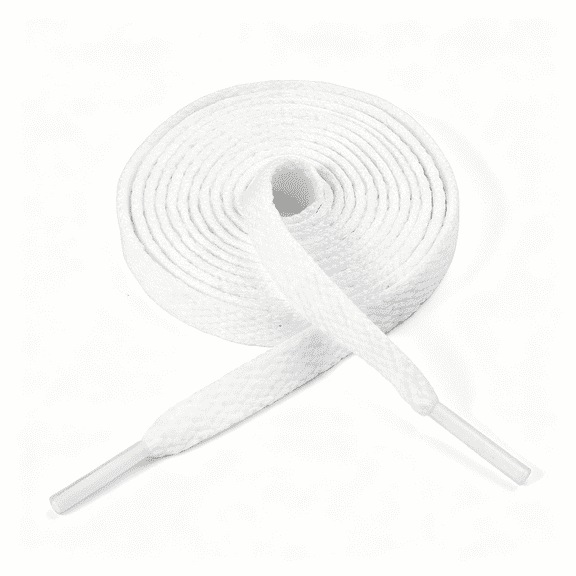 TUWAFE 1 Pair Flat Shoe Laces for Sneakers, 54" Shoelaces for Sneakers, 5/16” Wide Athletic Shoelaces for Replacement, Durable White Shoe Laces