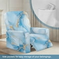 thumbnail image 4 of Renewold Marble Blue Recliner Couch Cover Wear Resistant Reclining Couch Cover 4 Pieces Stretch Recliner Slipcover Wear Resistant Furniture Protector Home Decor, 4 of 8