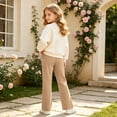 thumbnail image 6 of Plebaso Girls Slim Flare Pants High Elastic Waist Casual Trousers Plain Comfy Bell Bottom Pants with Pockets, 6 of 7