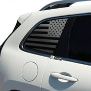 BOGAR TECH DESIGNS American Flag Rear Quarter Window Precut Decal Stickers for Jeep Cherokee 2014-2021, Matte Black