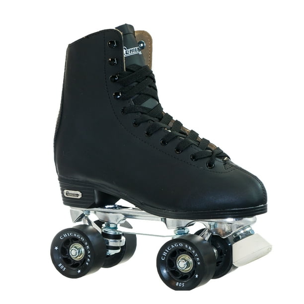 Chicago Men's Deluxe Quad Roller Skates Black Classic Rink Skate, Size