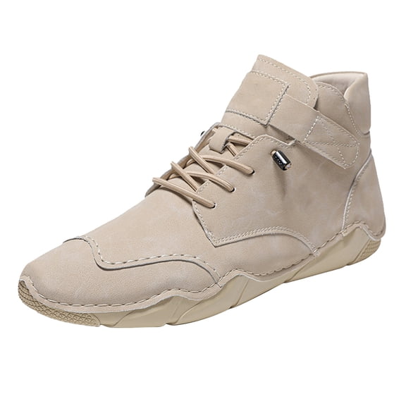 NOKIO Italian Handmade High Boots Shoes Men Non Slip Lightweight Breathable Casual Barefoot Boots Shoes For Hiking Camping & Driving All Season High Top Chukka Sneakers