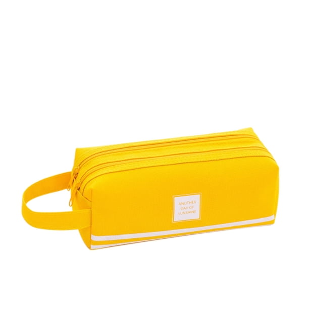 Estuche para bolígrafos de gran capacidad de doble capa, cremallera, multifunción, estuche de papelería para estudiantes, organizador de almacenamiento de lápices, amarillo Advancent EL2623-01B