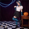 thumbnail image 6 of Lumtrix Women's Striped Over Knee Thigh High Socks, Arm Warmer Fingerless Gloves Set for Halloween Christmas O One Size, 6 of 6