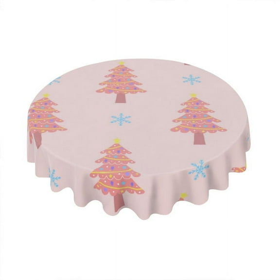 Eveokoki Round Christmas Tablecloth 60 In,Christmas Tree And Snowflakes Tablecloth,Polyester Waterproof Wrinkle Resistant Durable Table cloth for Holiday,Kitchen,Winter and Home Decor