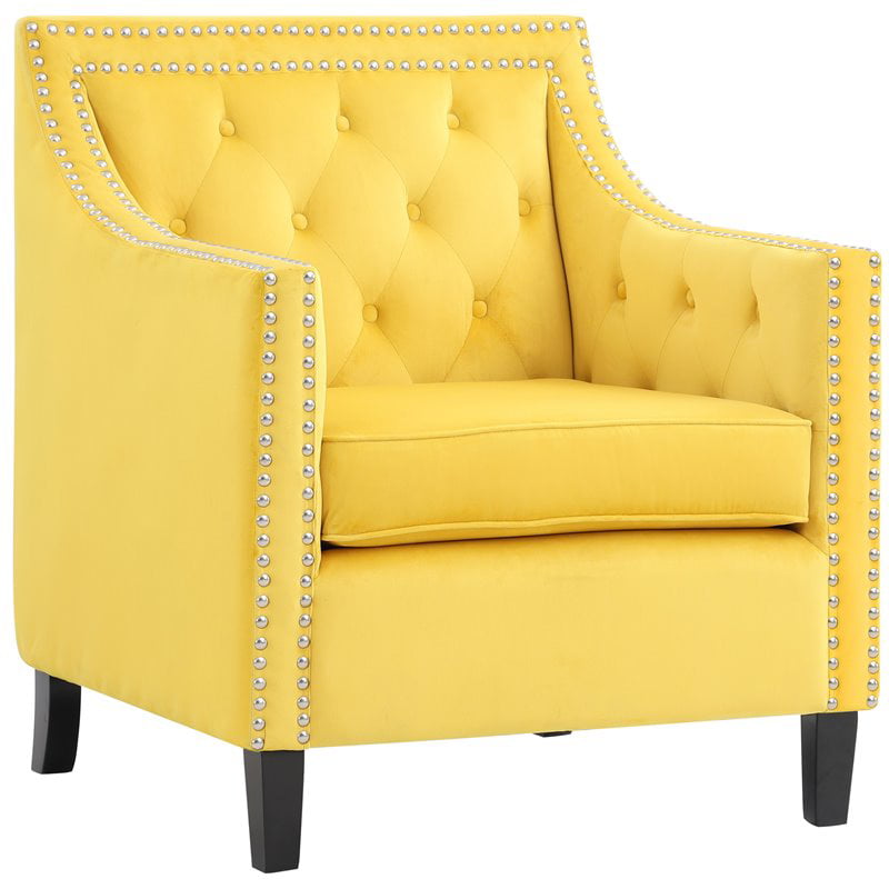 Pemberly Row Traditional Wood Accent, Yellow Leather Accent Chairs