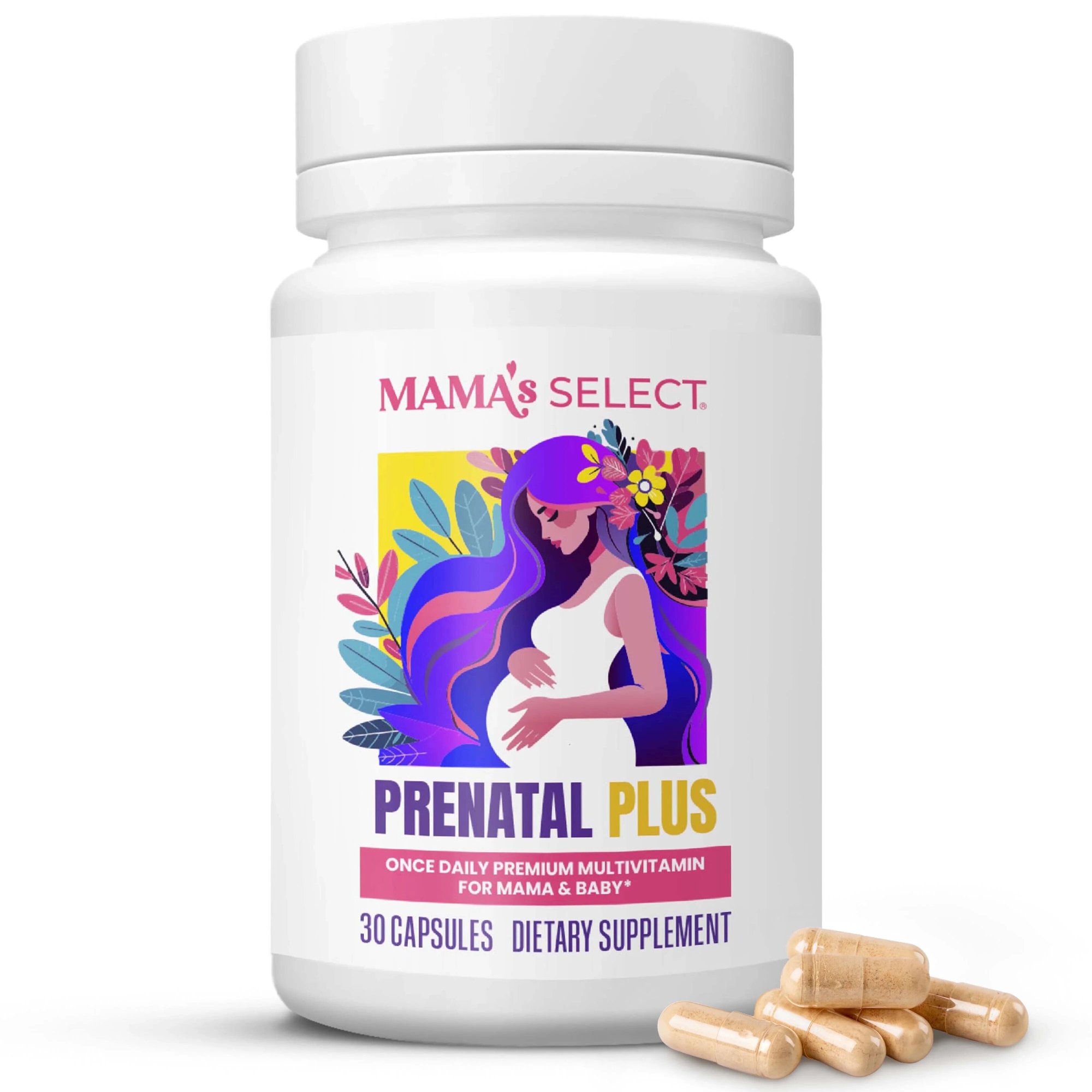 Mama's Select Prenatal Vitamins – Vegan, Allergen-Free, MTHFR-Safe with Methylated Folate & B Vitamins, Gentle on Digestion, Supports Healthy Fetal Development, Biotin-Free, Once Daily