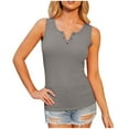 thumbnail image 2 of Wycnly Womens Tank Tops Casual Button Down Cozy Knitted Ribbed Slim Fit Vest Tops Summer Fashion Solid V-Neck Sleeveless Shirts Blouse Gray Free Size, 2 of 3
