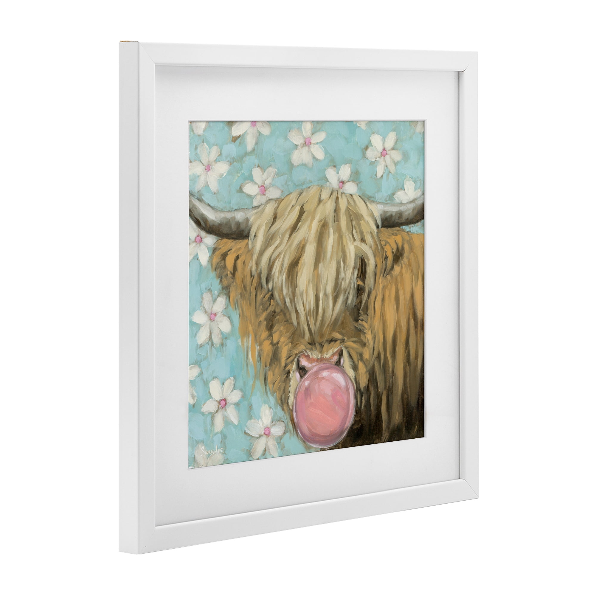 Stupell Industries Bubblegum Sweetie Cattle White Framed Print Under Glass, design by Sara G. Designs