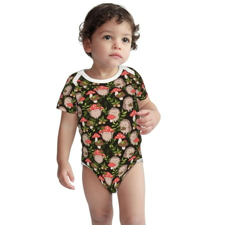 

Fotbe Edgehog and Mushrooms Pattern Unisex-baby Short-sleeve Bodysuit Short Sleeve Bodysuits One-piece 100% Organic Cotton for Infant Baby Boys Unisex-6 Months