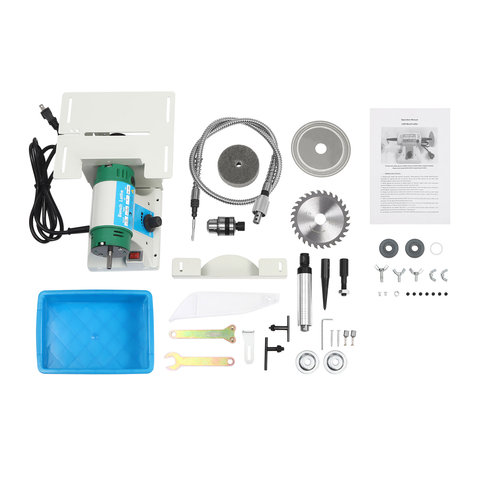 110V 750W Desktop Multi-Function Grinder Gem Cutting Machine Jewelry Rock Polishing Buffer Bench Lathe Table Saw Polisher for Grinding Polishing Drilling