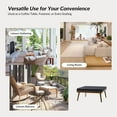 thumbnail image 6 of 37" Wide Genuine Leather Coffee Table Modern Square Ottoman Wooden Legs Home Living Room Navy, 6 of 7