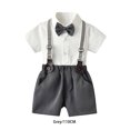 thumbnail image 3 of Baby Boys Formal Suit Gentleman Bowtie Romper Suspenders Shorts Wedding Tuxedo Outfit Cake Smash Christening Clothes, 3 of 10