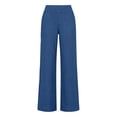 thumbnail image 6 of WULMLEO Womens Cotton Linen Pants Petite 2026 Summer Lightweight High Waist Straight Leg Solid Beach Lounge Trousers Blue L, 6 of 9