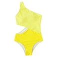 thumbnail image 2 of Inadays Women's One Piece Swimsuits One Shoulder Bathing Suits Asymmetric Swimwear Waist Cutout Monokinis, Yellow, XL, 2 of 9