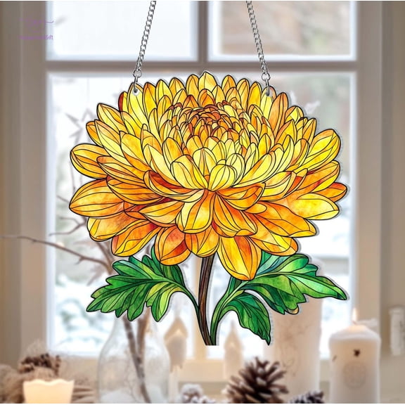 Birth Flower Suncatcher Ornament, Custom Flower with Name Acrylic Window Decor, Mother's Day Gift for Mom, Birth Flower Memorial Gift