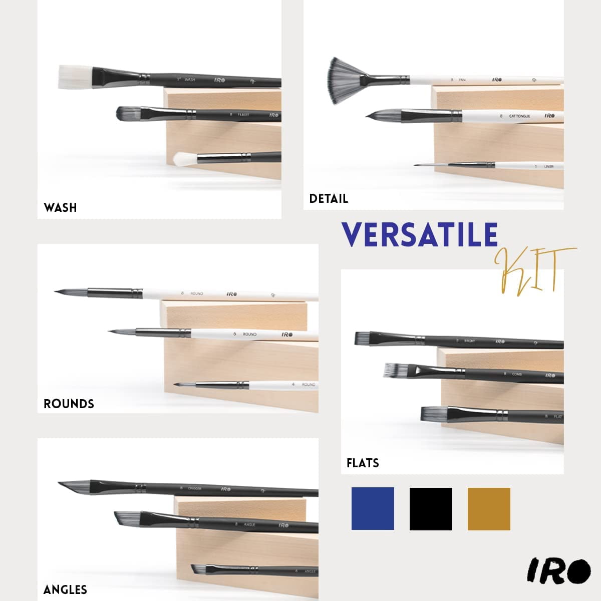 Artist Paint Brush Set of 15 Professional Flat Paint Brushes for Acrylic Painting and Oil Paints. Round Watercolor Paint Brushes and Gouache. Painting Set for Adults Kids. Knife, Sponge, Case