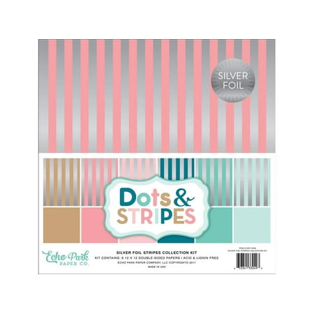 Choose Colored Foils - Echo Park Dots&Stripes Slv Foil St Paper 12x12 CK