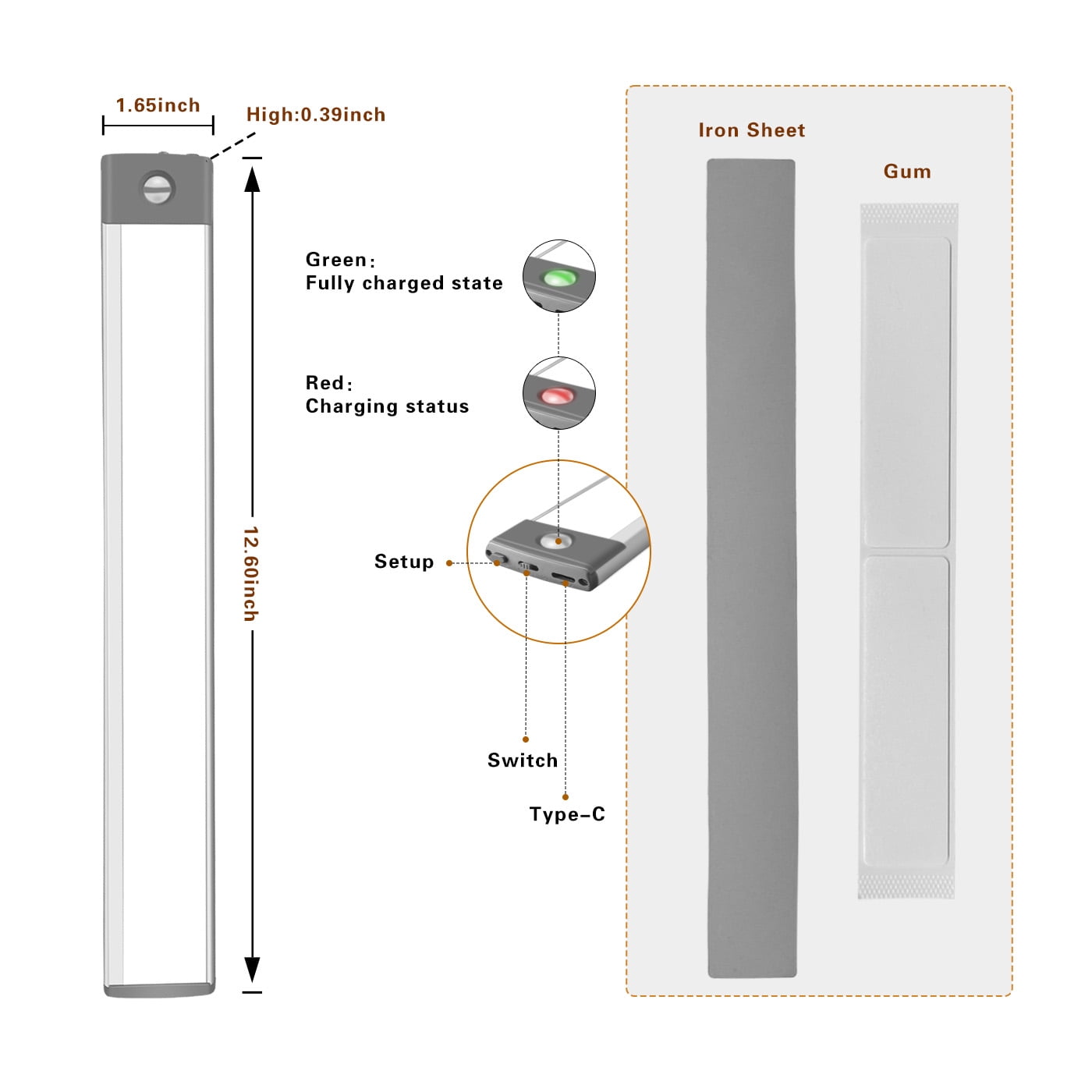 Lepotec 2pc 60LED Under Cabinet Lighting, 3 Colors Wireless Closet Lights, 2500mAh Rechargeable Battery Operated Light for Kitchen, Hallway, Stairway