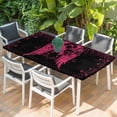 thumbnail image 2 of Pink Ribbon Table Cloths for 4 Foot Rectangle Tables, Wings Romantic Love Heart Flowers Black Patio Waterproof Elastic Fitted Tablecloths, Washable Rectangular Table Cover for Camping, 2 of 8