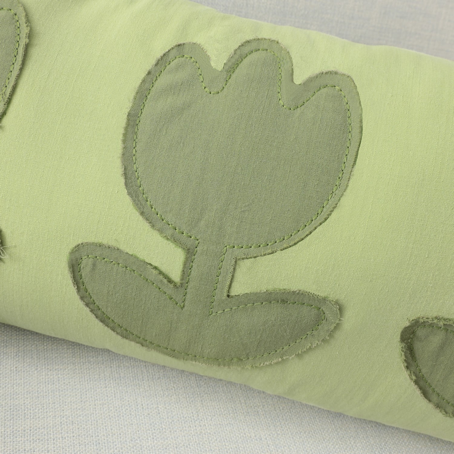 Phantoscope Easter Applique Flowers Throw Pillow with Tassel Pendants Decorative for Home, Couch, Living Room, Bedroom, 12" x 27.5", Light Green, 1 Pack