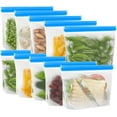 thumbnail image 1 of Sacs de Rangement Alimentaire Réutilisables en Silicone 10 Pack Support Moyen Sac de Congélation Réutilisable Lave-Vaisselle Congélateur Sûr Ziplock Organisateur Sacs à Soupe Gallon pour Congélation, 1 of 4