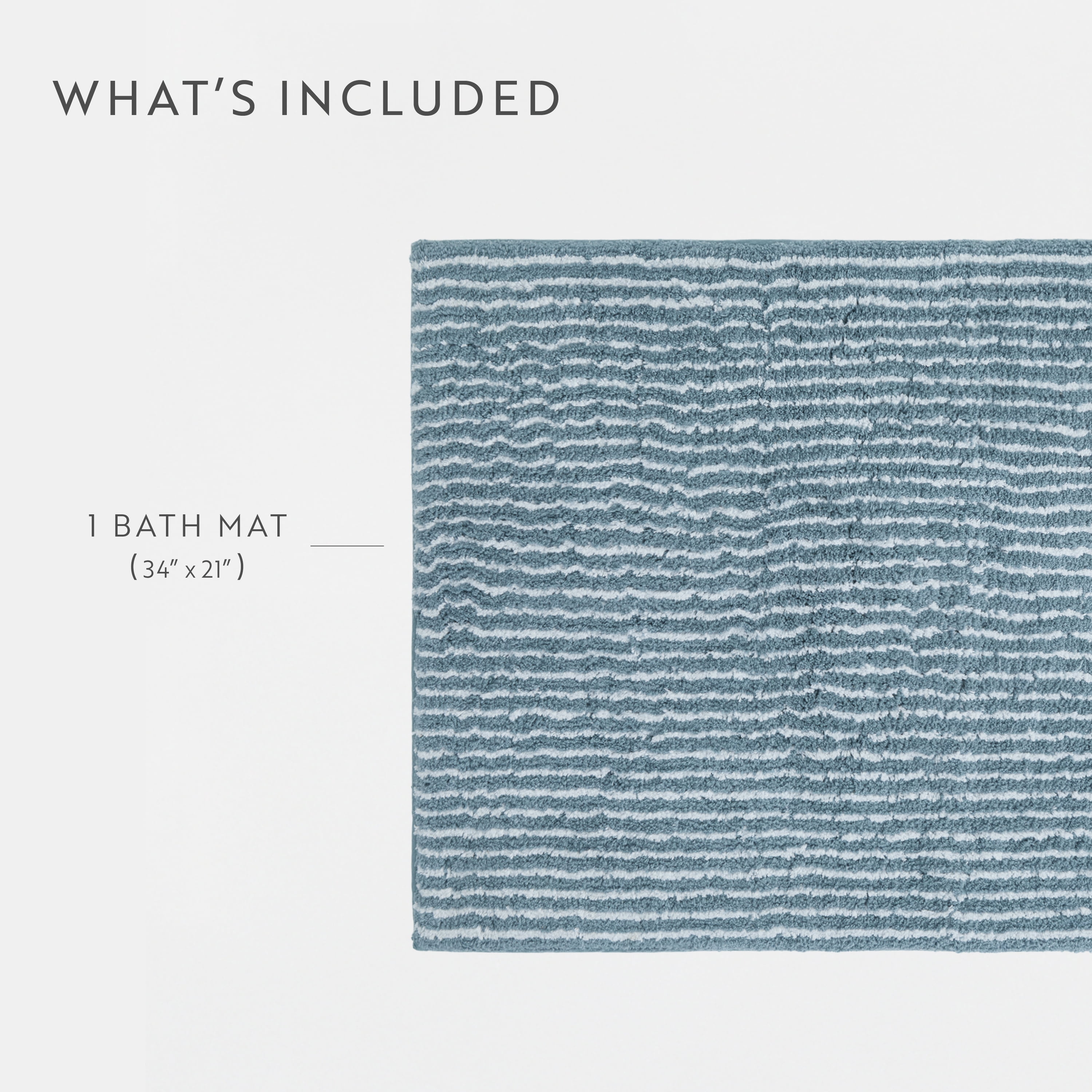 100% Cotton Pinstripe Patterned Bath Mat by Comfort Canopy, Light Blue, 34" x 21"