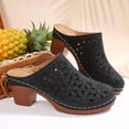 thumbnail image 4 of Miluxas Clogs for Women Mules Slip-On Comfortable Closed Toe Wide Width Chunky Mid Heel Slippers Vintage Cutout Sandals Outdoor Beach Slippers A-Navy 7.5(40), 4 of 9
