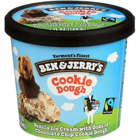Ben and Jerrys Cookie Dough Ice Cream Cup, 3.6 Fluid Ounce -- 12 per Case.