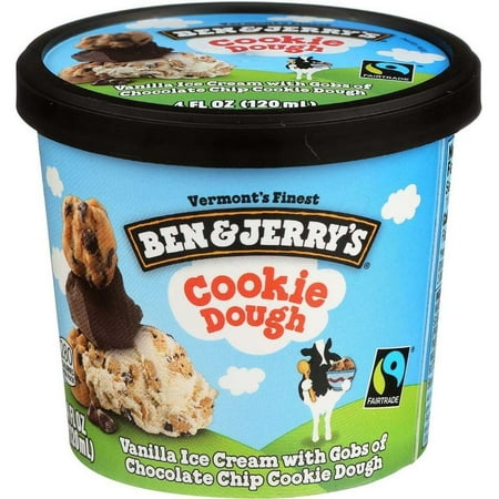 Ben and Jerrys Cookie Dough Ice Cream Cup 3.6 Fluid Ounce — 12 per Case.