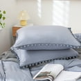thumbnail image 6 of Move Over 3 Pieces Grayish Blue Bedding, Boho Fringe Duvet Cover Set Queen, Washed Microfiber, No Filling, 6 of 8