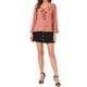 thumbnail image 2 of BLUSA CON VOLANTES PARA MUJER INSPIRE CHIC, ELEGANTE CUELLO EN V, MANGAS LARGAS, TALLA 3XL, ROSA OSCURO, 2 of 6