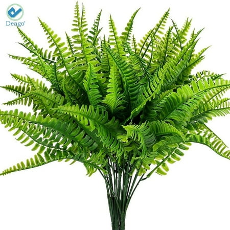 Deago 4Pcs Artificial Boston Fern Plants Bushes UV Resistant Fake Plants Greenery for Outdoors Indoor Hanging Planter Home Garden Decor
