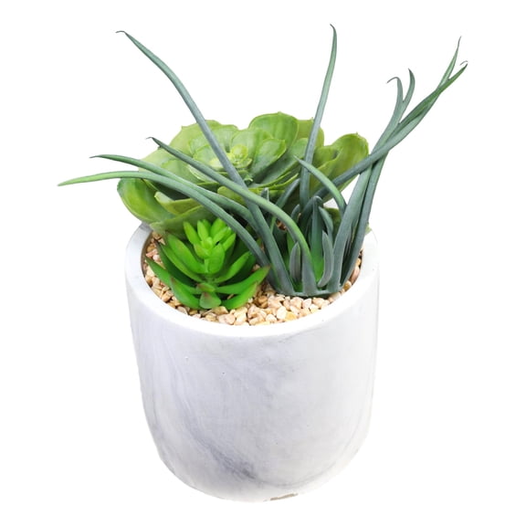 Ultra Realistic Artificial Botanica Trio Succulents Plant In Faux Marble Pot