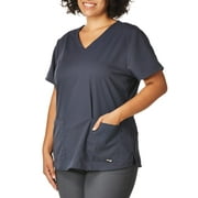 Grey's Anatomy Women's Two Pocket V-Neck Scrub Top with Shirring Back, Steel, 5X-Large