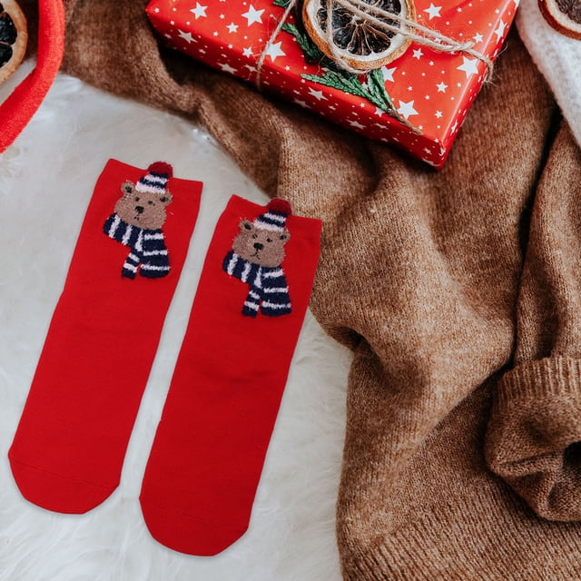 Seyotauo Christmas Cupcake Socks Fuzzy Christmas Socks,Athletic Indoor Sock, Winter Warm Cozy Fluffy Cartoon Monster Socks for Girls Christmas Gifts, Adult, Women, Home Sleeping